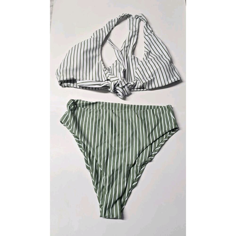 OMKAGI Bandeau Off Shoulder High Waist Bikini Size M
